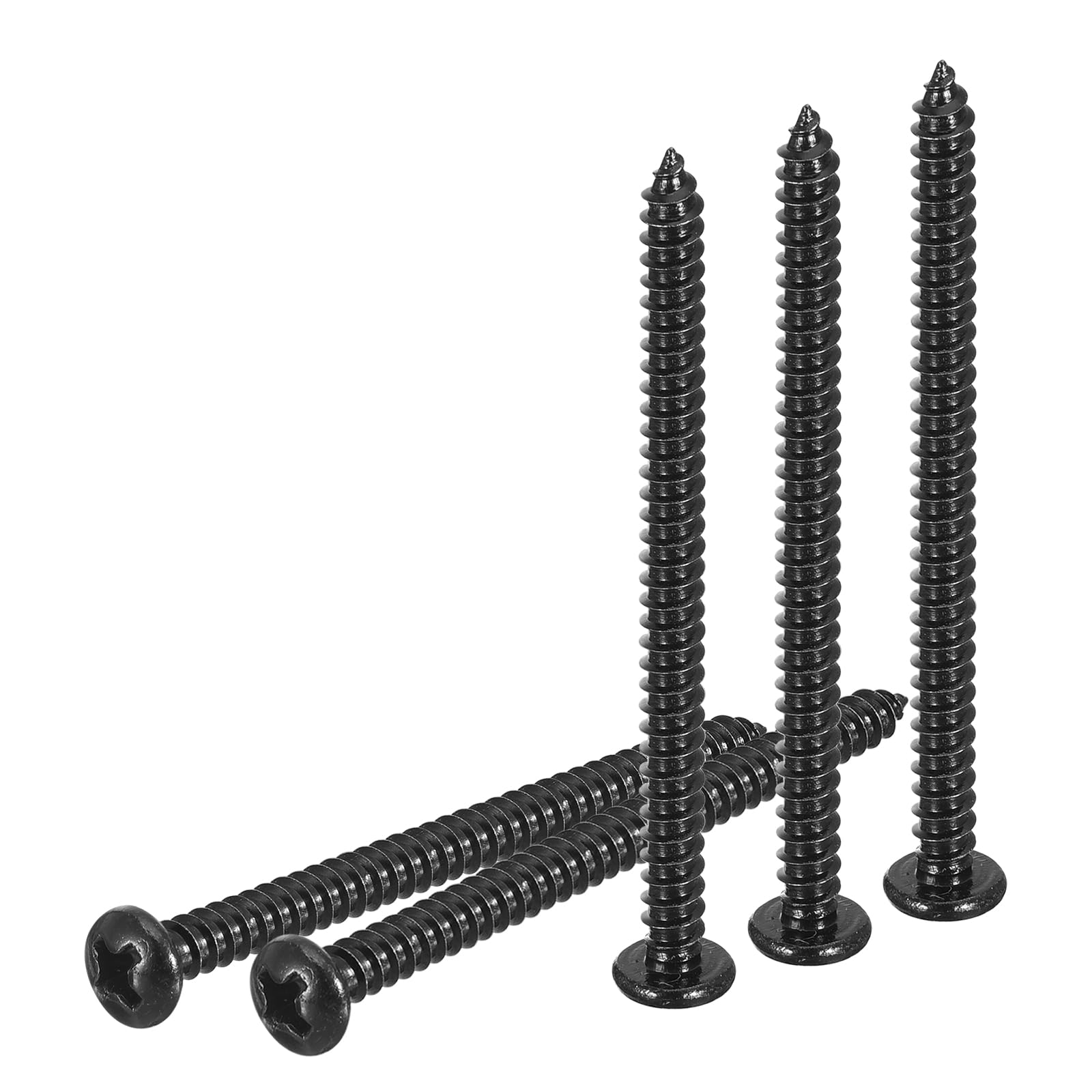 DTGN #6x2" Phillips Pan Head Self-tapping Screw - 100Pack - Black Oxide 304 Stainless Steel Sheet Metal Screws Wood Screws