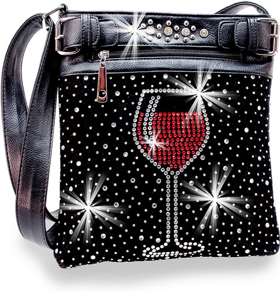 HANDBAG EXPRESS Sparkling Rhinestone Design Crossbody Sling | Teardrop Design