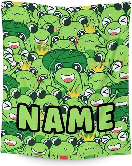 Mercuryelf Custom Frog Throw Blanket - Soft, Fuzzy & Warm - 50x60 Inches Flannel Blankets for Living Room, Sofa - Green Novelty Throws Gift for Teens