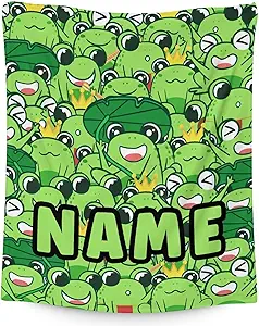 Mercuryelf Custom Frog Throw Blanket - Soft, Fuzzy & Warm - 50x60 Inches Flannel Blankets for Living Room, Sofa - Green Novelty Throws Gift for Teens