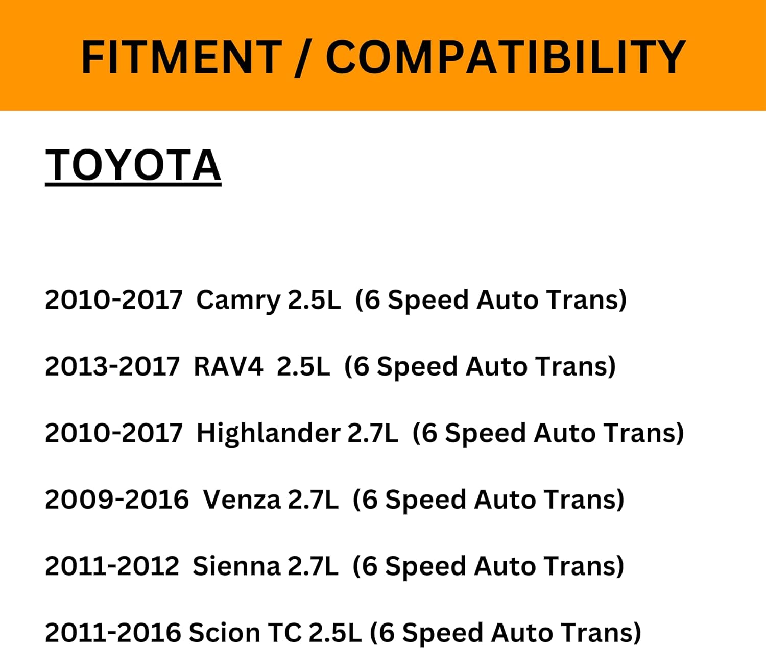 Auto Transmission Service Kit ATF + Filter + Seals LAIPZ compatible with Toyota 6 Speed U760 Trans