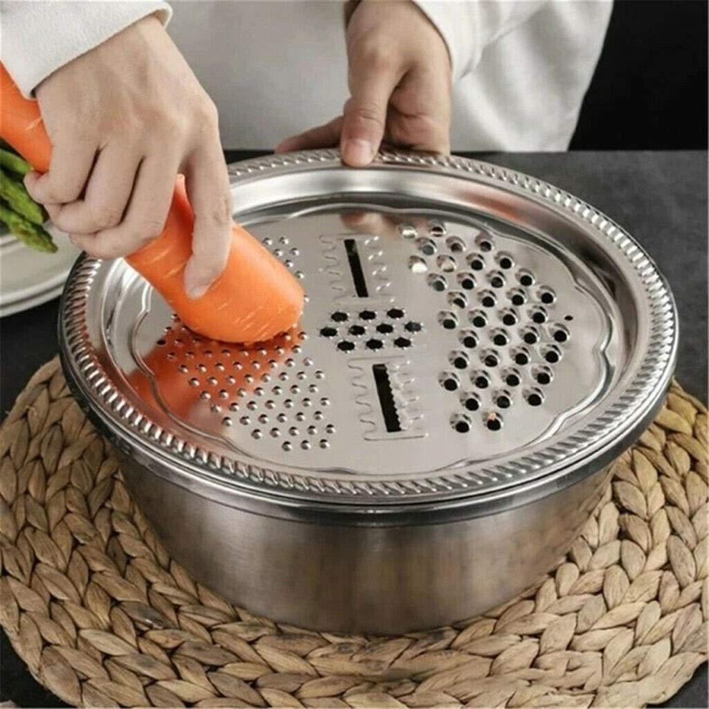 Lanzi 3 Unids/Set Cuenca De Cocina De Acero Inoxidable/Colador, Cocina Colador De Malla Fina Canasta De Lavado De Vegetales, Verduras Multifuncionales Filtro De Fruta (Size : 28cm)