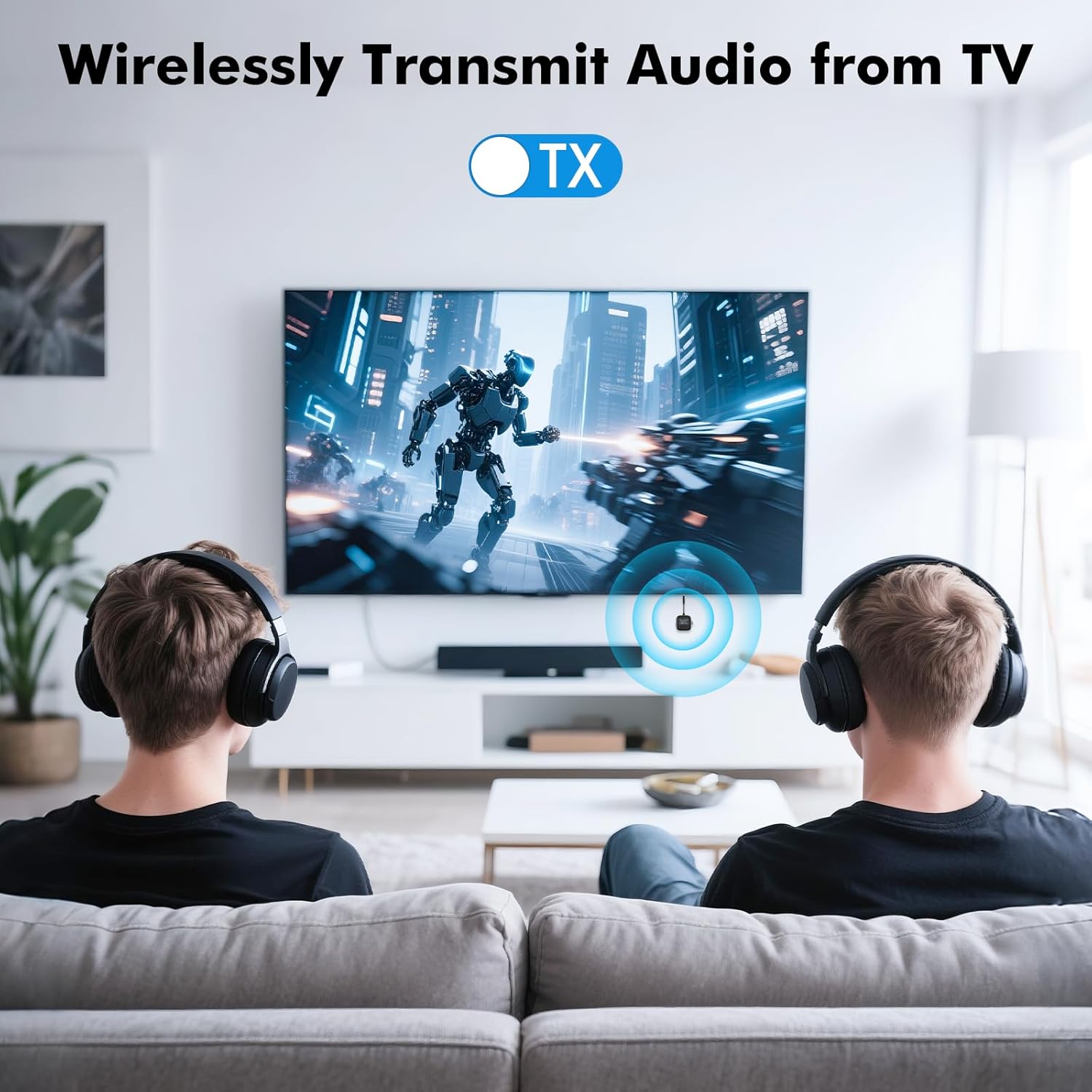 Airplane Bluetooth Transmitter Receiver for 2 Compatible w/AirPods Wireless Headphones, HD Display Low Latency 3.5mm AUX Jack 5.3 Bluetooth Audio Adapter for TV, Flying, Car, Gym, Stereo