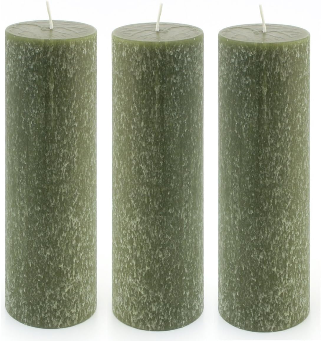 Root Unscented Timberline Pillar Candles, 2-Inch by 6-Inch Tall, Box of 3, Dark Olive