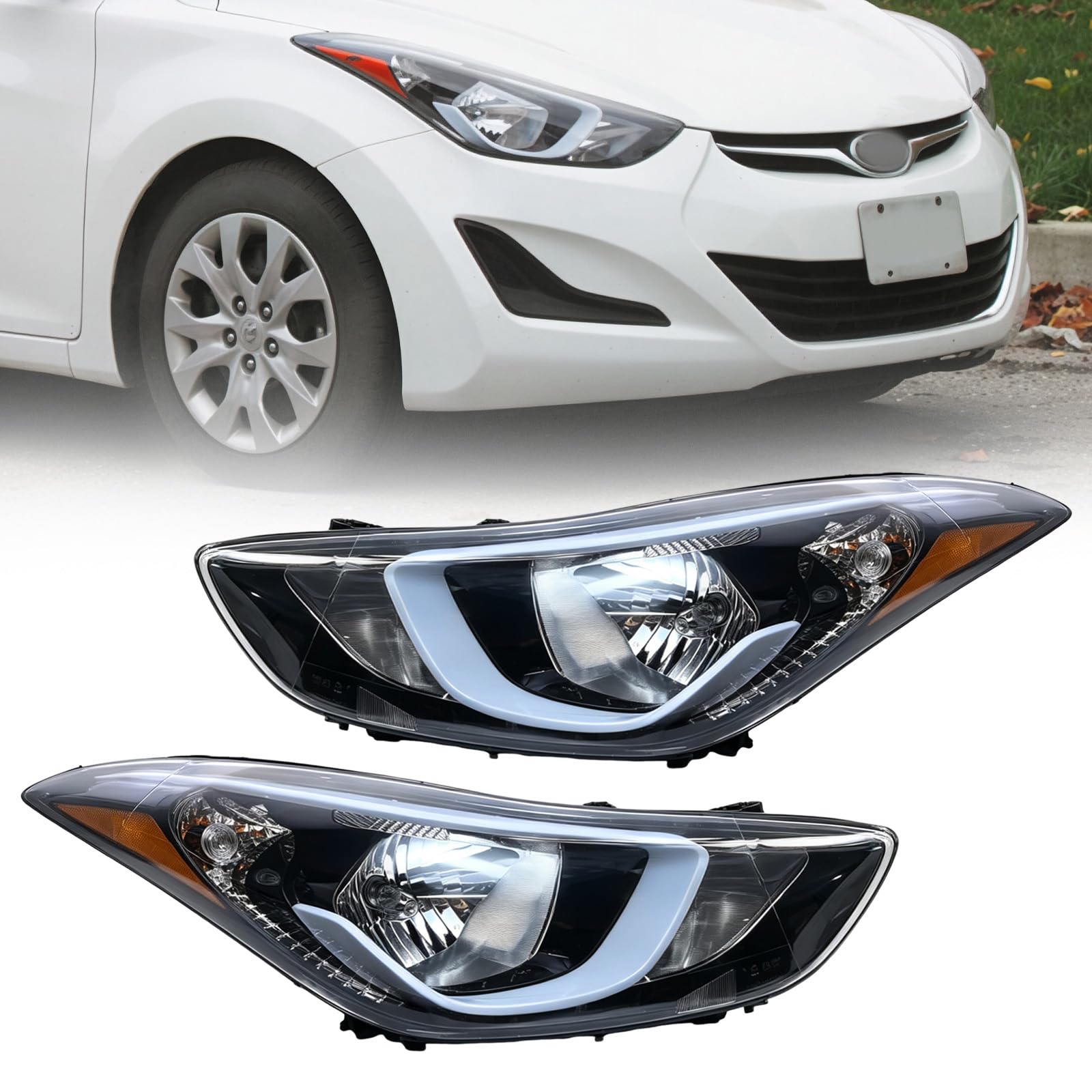 Photo 1 of CZDONGY Headlight Assembly Set for 2014-2016 Hyundai Elantra