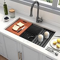 Vista 79 de Fregadero de barra negro, fregadero de cocina negro de montaje inferior de 15 pulgadas, fregaderos de cocina de 15 x 15 x 10 pulgadas, fregadero