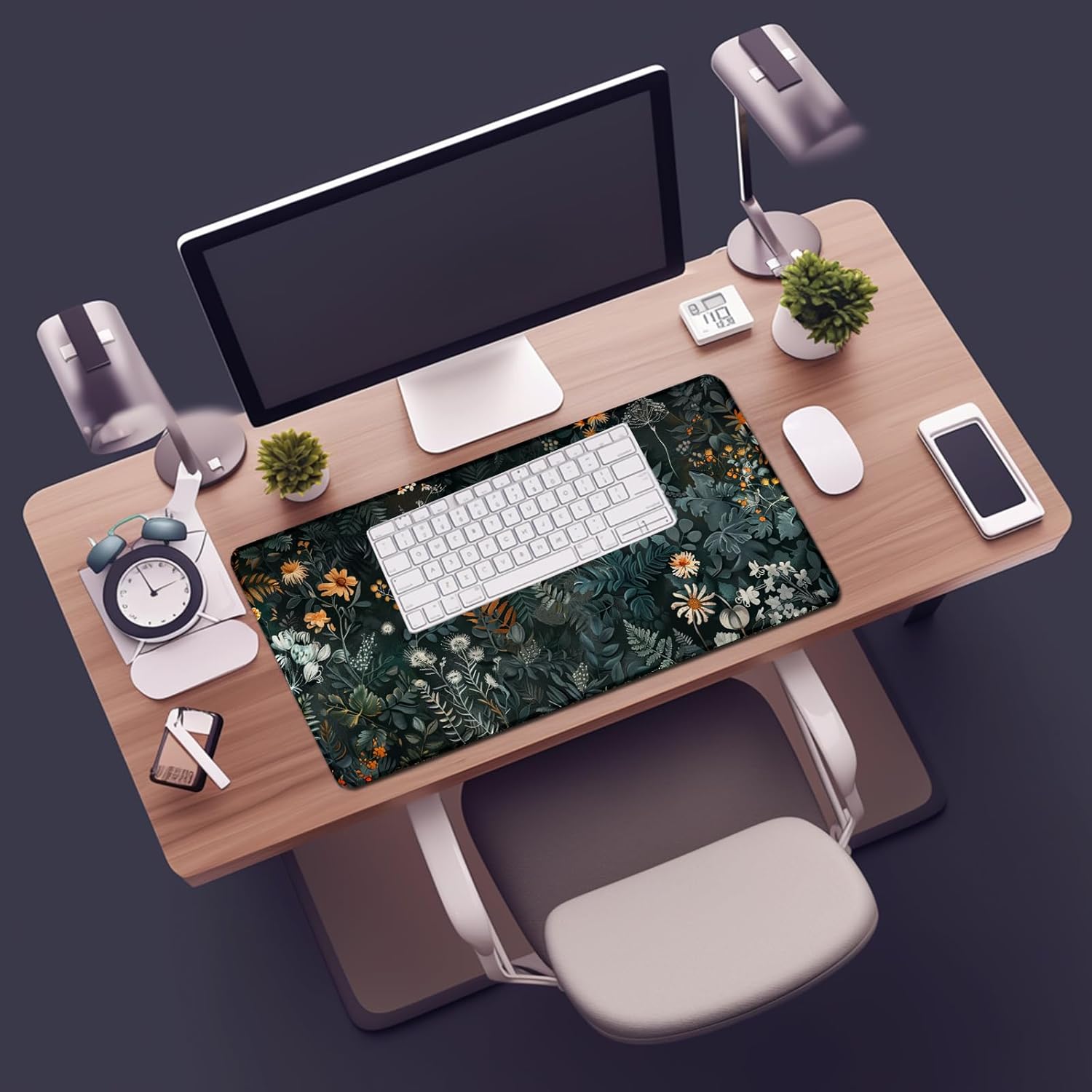 Floral Large Desk Mat 31.5 x 15.7 inch, Waterproof Extended Gaming Mousepad XXL, Aesthetic Flowers Desktop Mat, Non-Slip Keyboard and Laptop Pad, Computer Writing Mat for Home Office Accessories - Image 2