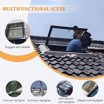 Customizable Multi-Angle Skylight with Solar Protection Film - Manual Ventilation Roof Window for Attic Sunroom Basement - Maximize Natural Light & Airflow