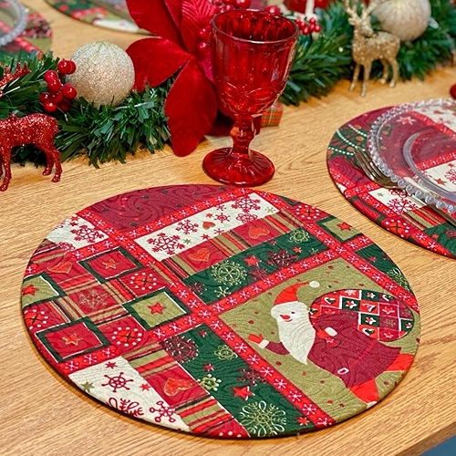 Kit Capas de Sousplat 35cm de Natal Natalina 6 Lugares (Suéter)