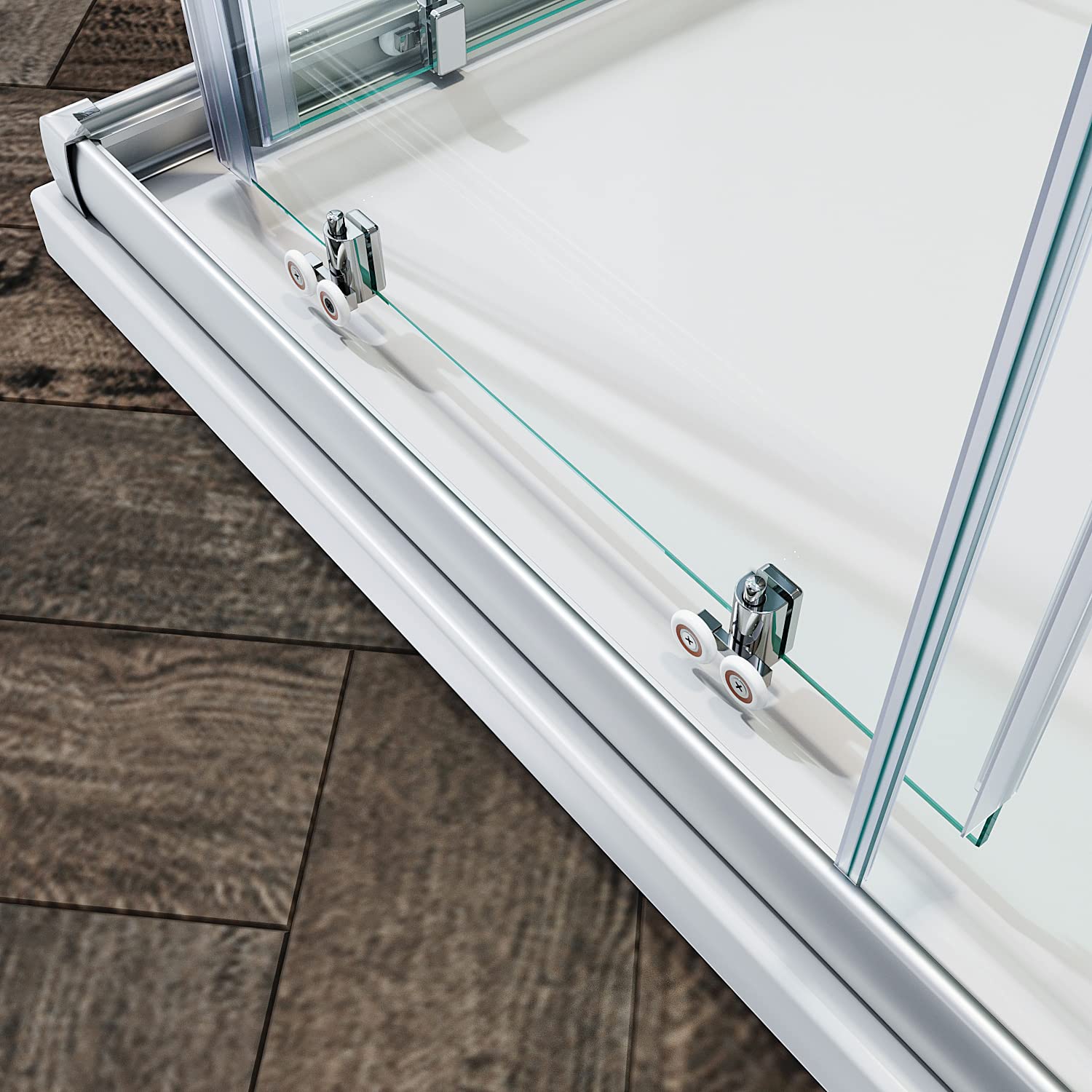 SONNI Mamparas de Ducha Rectangular 90x90cm con 2 Hojas Fijas y 2 Hojas Correderas Vidrio Templado 5mm Perfil Aluminio