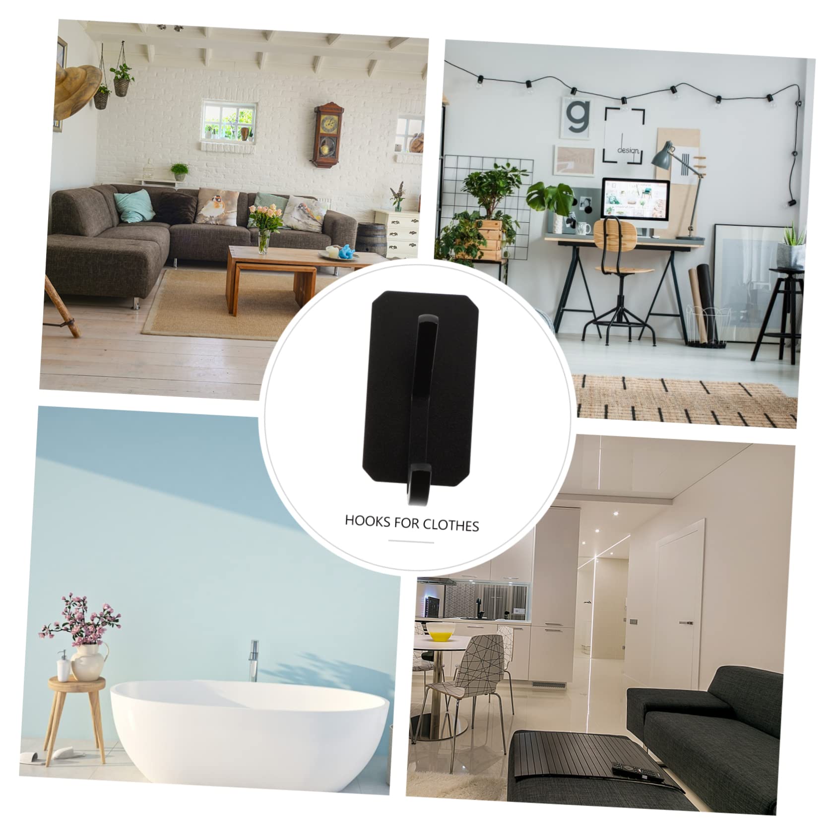 MAGICLULU 6piezas Ganchos Adhesivos Para Pared De Impermeables y Resistentes Para Cocina y Baño Almacenamiento De Ropa y Accesorios