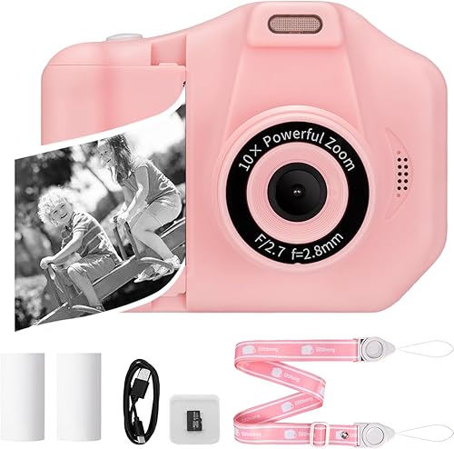 Miniatura 1 de DenniesCare Cámara de impresión instantánea para niños, cámara para niños con tarjeta SD de 32 GB, video HD 1080P, MP3, música, cámara imprimible