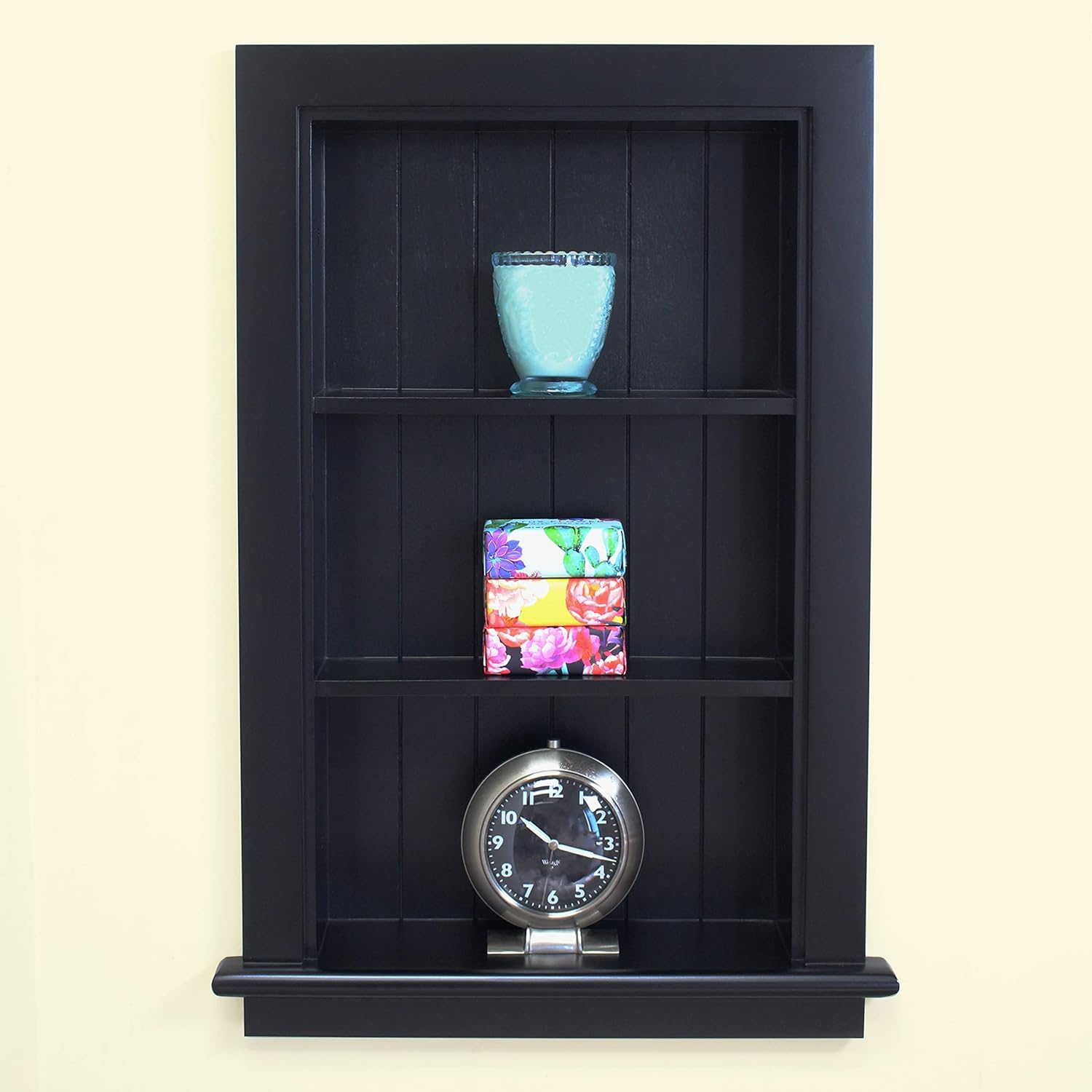 Fox Hollow Furnishings 14x24 Aiden Wall Niche (Black w/Beadboard Back) : Home & Kitchen