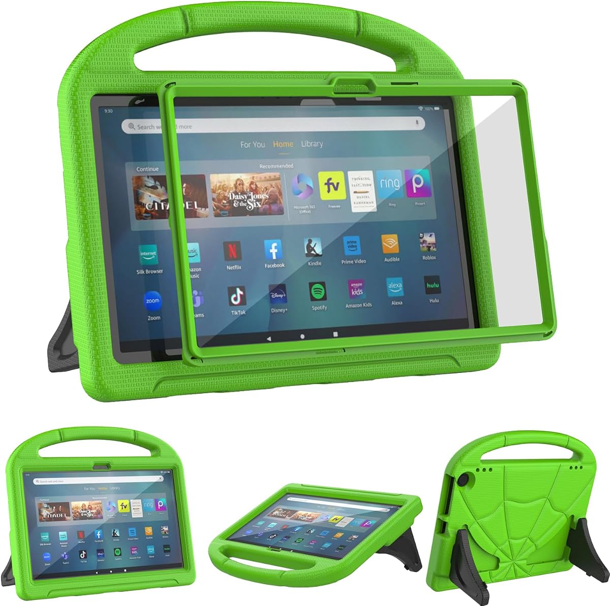 Kids Case for 11in Tablets,Not Work on iPad TCL 11 inch Tablets, Patamiyari Lightweight Shockproof Case with Screen Protector Handle Stand -Forest Green