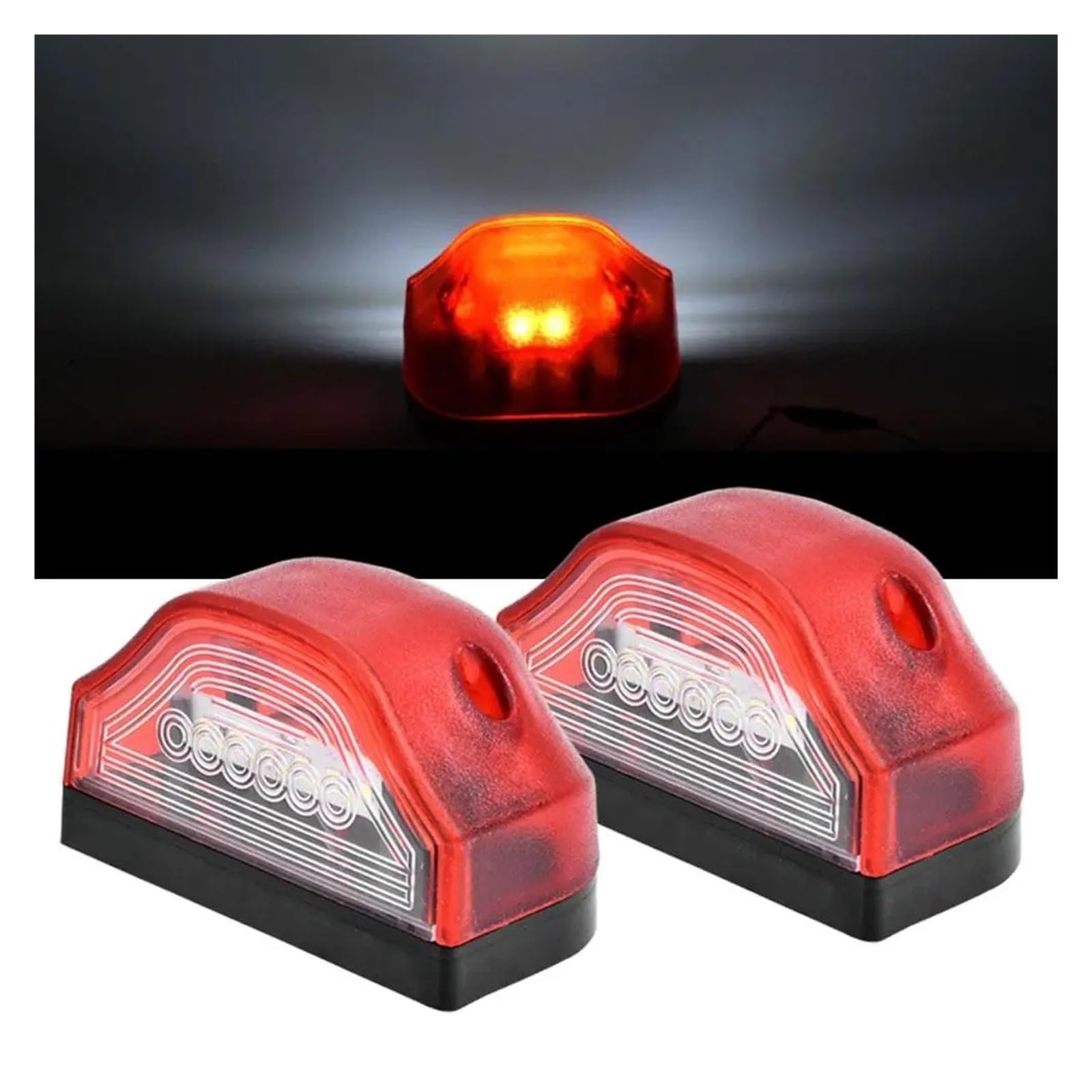 Plafoniere Targa Luce Targa Universale A 6 LED 12V 24V Di Guida Posteriore Bianca Lampada Posizione Laterale Per Auto Moto Camion Rimorchio Van(Red)