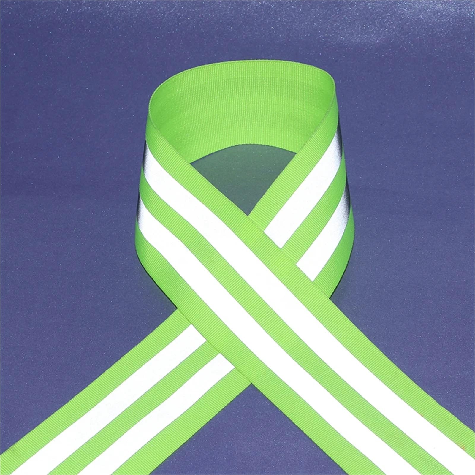 cinta reflectante para ropa, Cinta de Tela Reflectante Verde Fluorescente 5cm Ancho Doble Tiras Reflectantes de 1cm 5m(100 Meter)