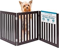 Vista 1 de INTERNET'S BEST Dog Gate - Barrera independiente para mascotas para interiores, valla plegable de madera para perros, puerta extra ancha