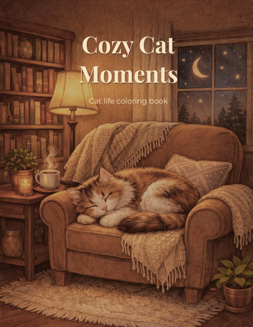 Cozy Cat Moments: A Cute & Relaxing Coloring Book: Cute & Comfy Coloring Book for Adults and Teens