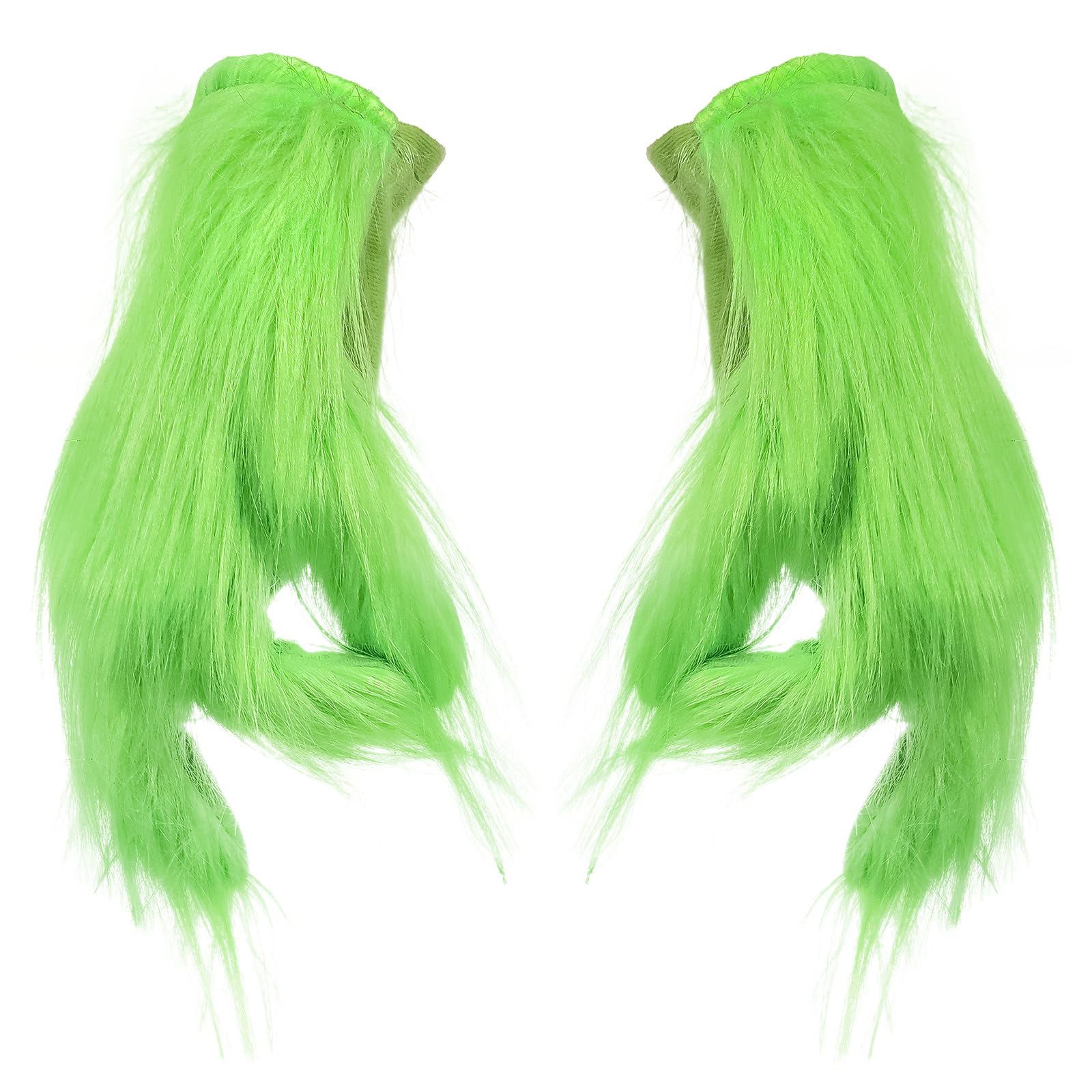 Adults Green Furry Monster Gloves Christmas Accessories for Men Women