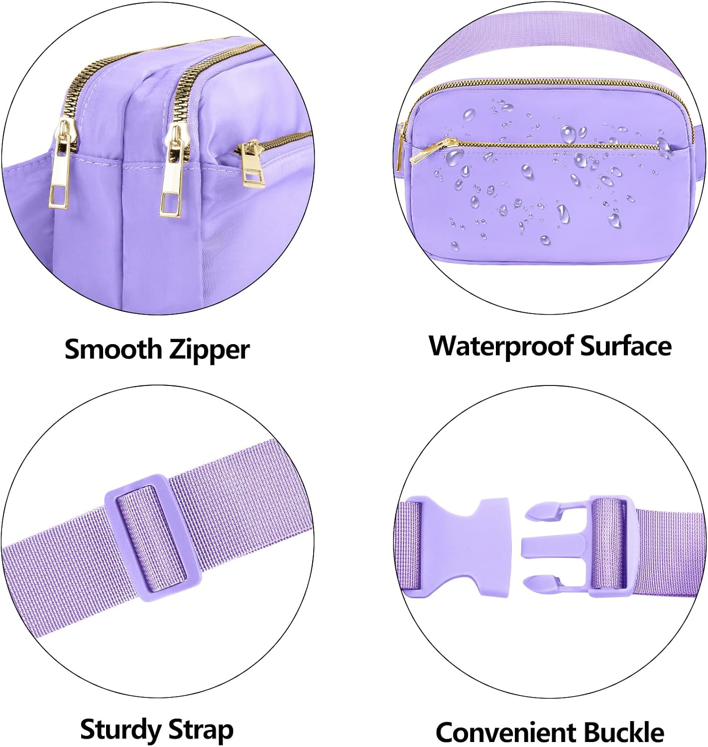 Fashion Fanny Bag-Waist Pack With Adjustable Belt Bag-Unisex Crossbody Pack For Travel Running Hiking-Light Purple image 4