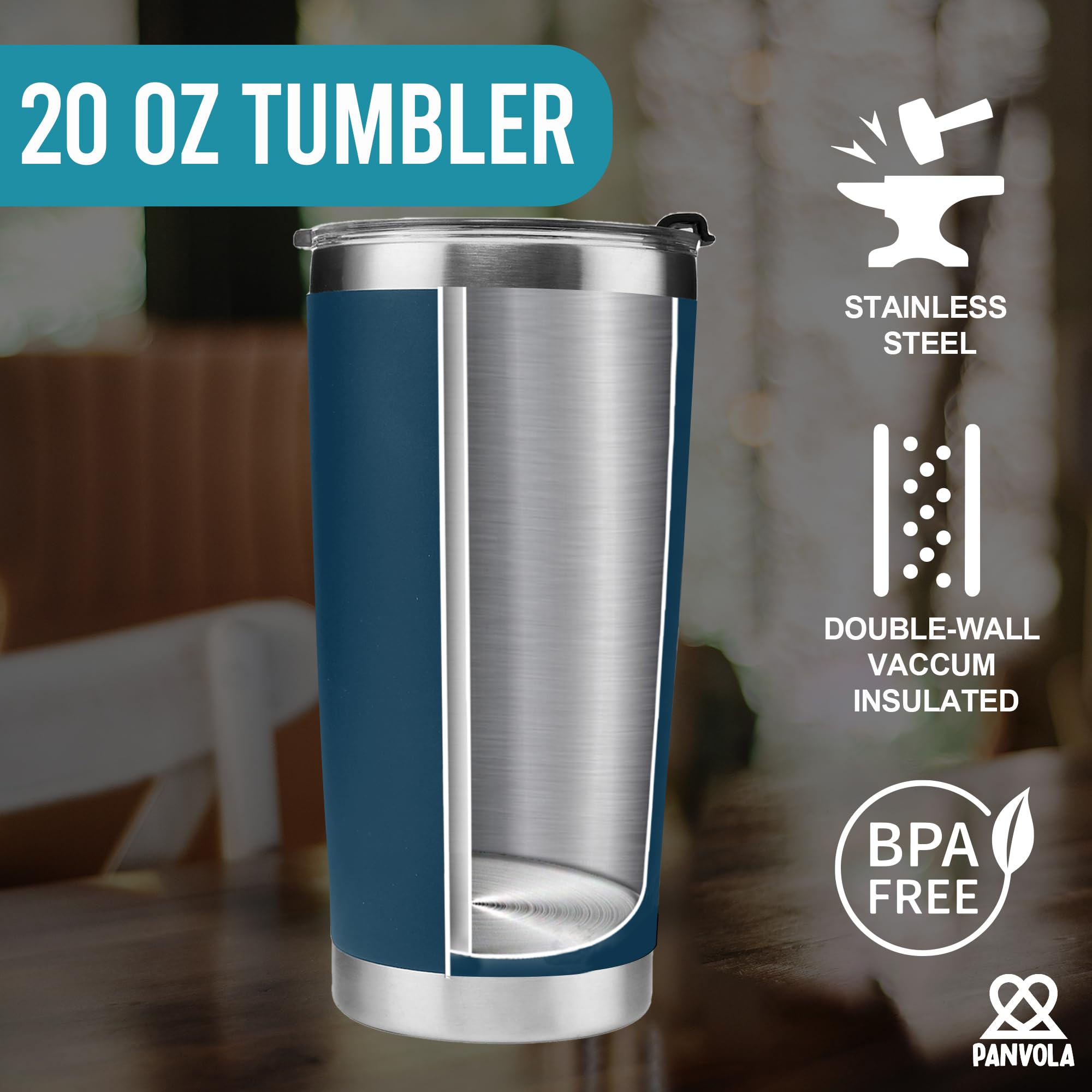 Panvola 'Coach Noun Definition ' Vacuum Insulated Tumbler Navy Coach Gifts Sports Team Manager Office Boss Appreciation Inspirational Stainless Steel with Removable Lid Drinkware (20 oz) - Image 3