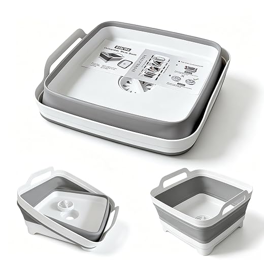 Collapsible 2.4-Gallon Foldable Wash Basin with Drain