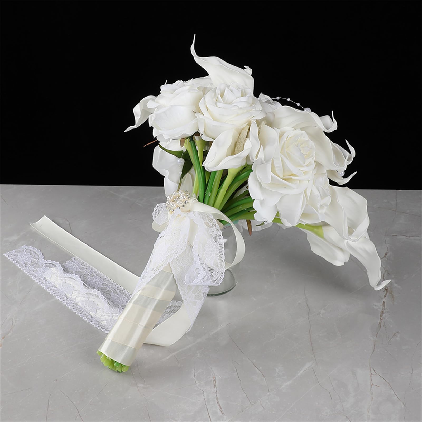 Dateless - Mazzi di fiori artificiali per matrimonio con rose di seta, gigli, decorazioni per eventi, bouquet da sposa, fiori di seta, eleganti fiori artificiali per il matrimonio