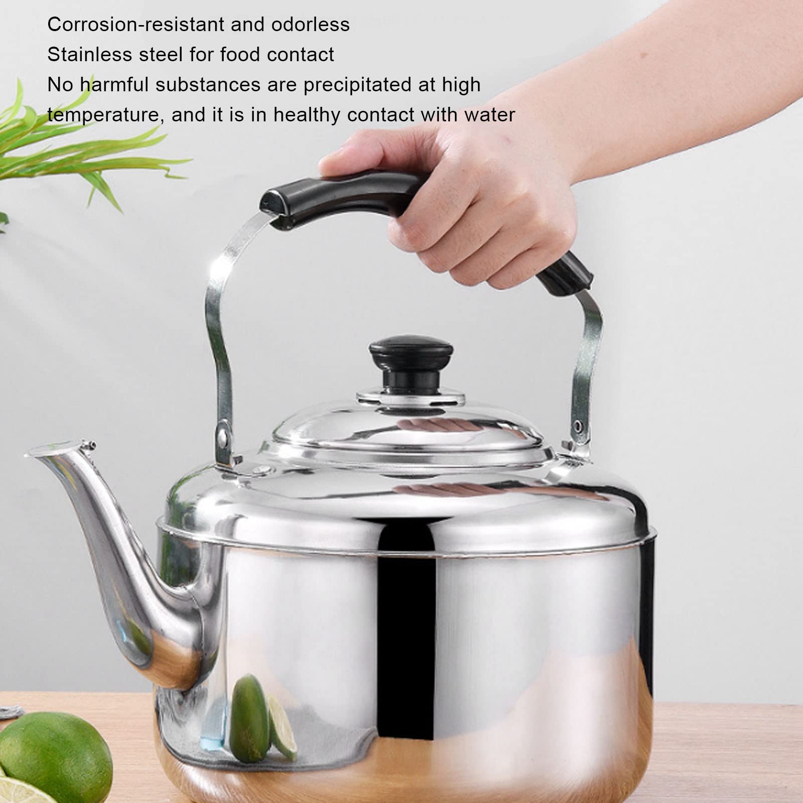 Naroote Bouilloire INOX, INOX Théières pour Cuisinière, 5.5L Bouilloire à Thé à ébullition Rapide avec Poignée Confortable pour Cuisinière à Induction pour Cuisinière à Gaz