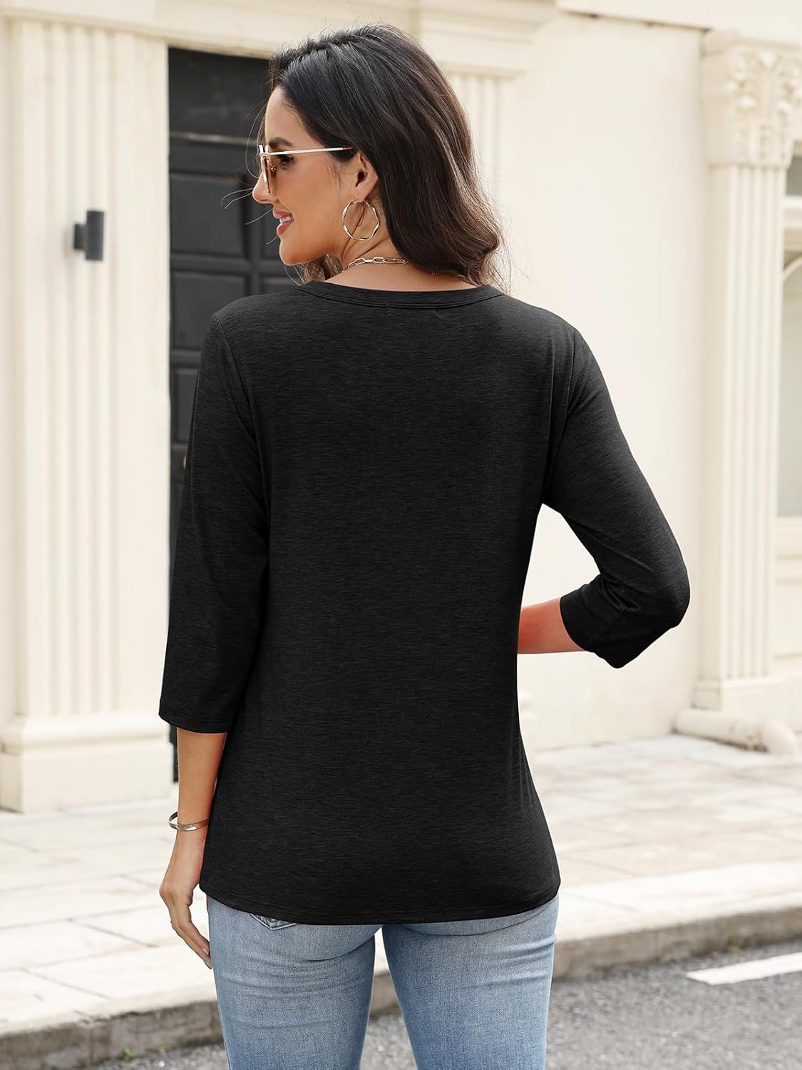 TICTICMIMI Women's 3/4 Sleeve Tops Square Neck Summer T Shirts Casual Dressy Blouse - Image 6