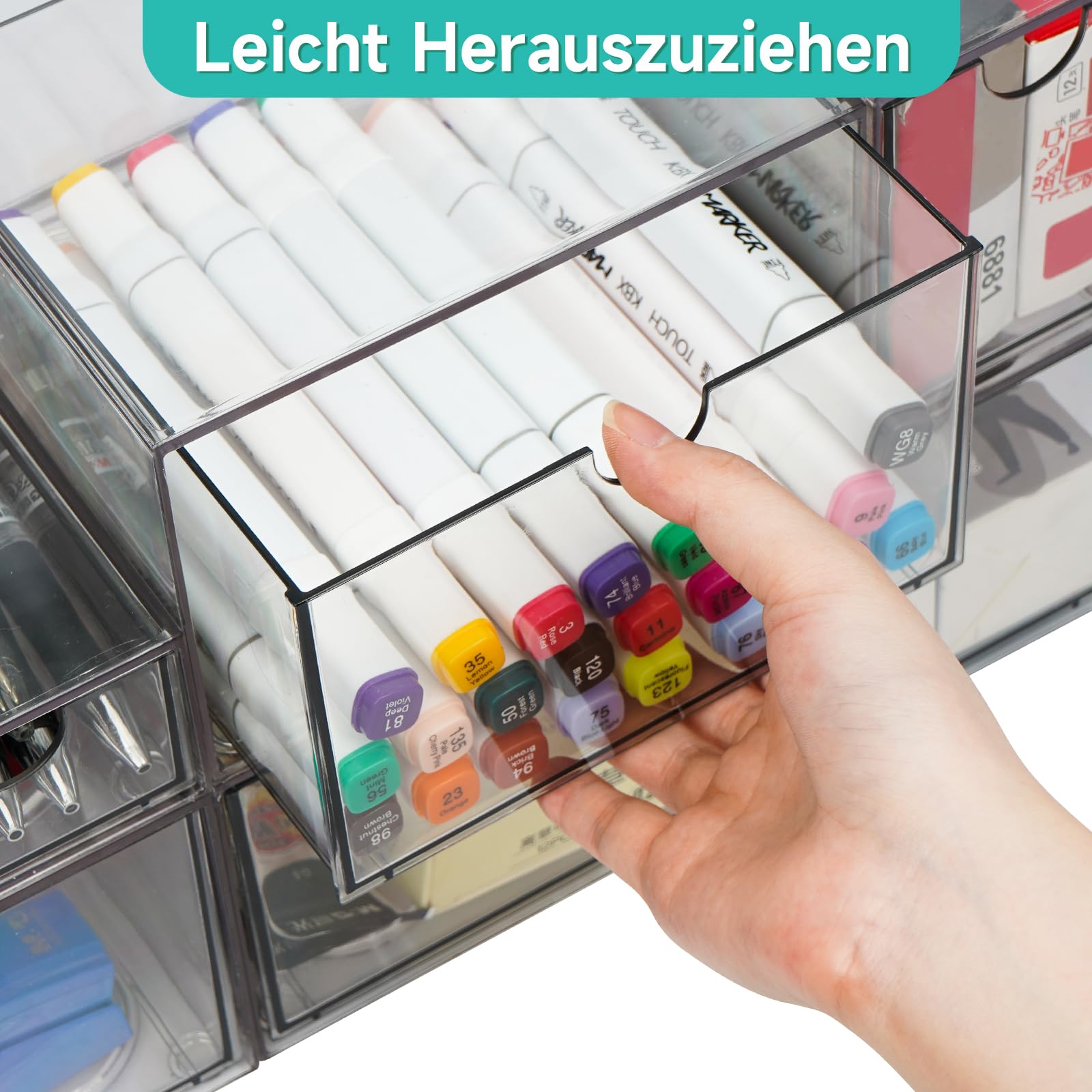 Organizzatore da scrivania in acrilico con 6 cassetti, organizzatore per trucchi, in plastica, 23 x 16,5 x 28,5 cm, trasparente, impilabile, per ufficio e toeletta, ideale per cancelleria