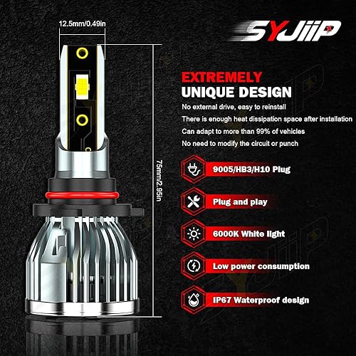 Miniatura 2 de SYJIIP Compatible con bombillas Toyota Siena 2011 2012 2013 2014 2015 2016 2017 2018 2019 2020, haz alto 9005 + haz bajo H11 + luces antiniebla H8,