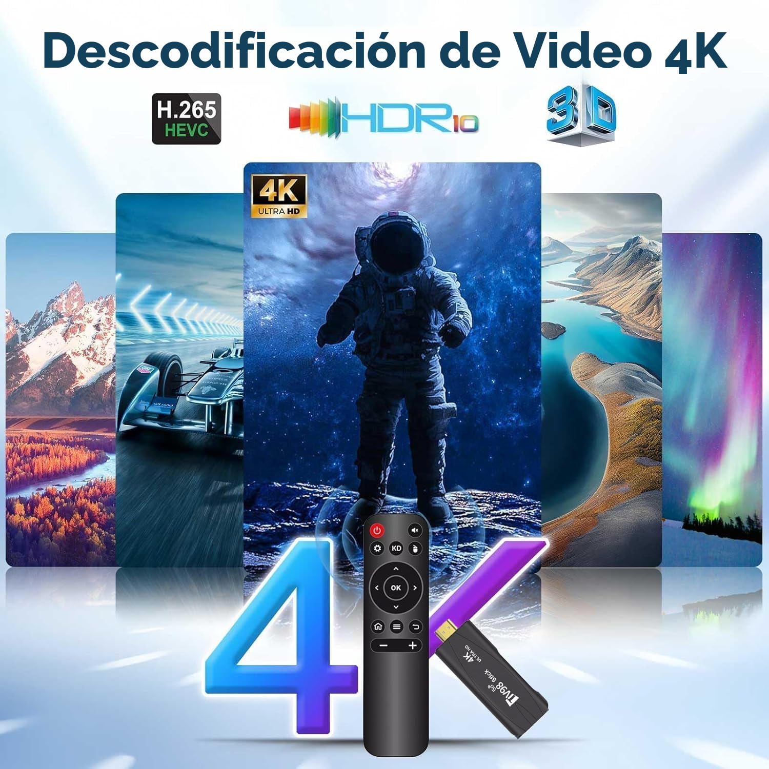 Android TV Stick 4K DDR4 2GB RAM 16GB ROM H313 Quad-Core 64bit WiFi5 Dual 2.4G/5G WiFi HDR10+ HD Smart TV Stick Box (H 2+16)