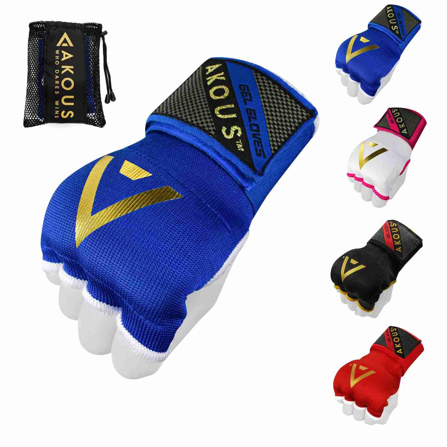 AKOUS WHO DARES WINS Boxing Wraps For Sports, MMA and Martial Arts, Elasticated Bandages Use Inside Of Boxing Gloves For Long Wrist Support