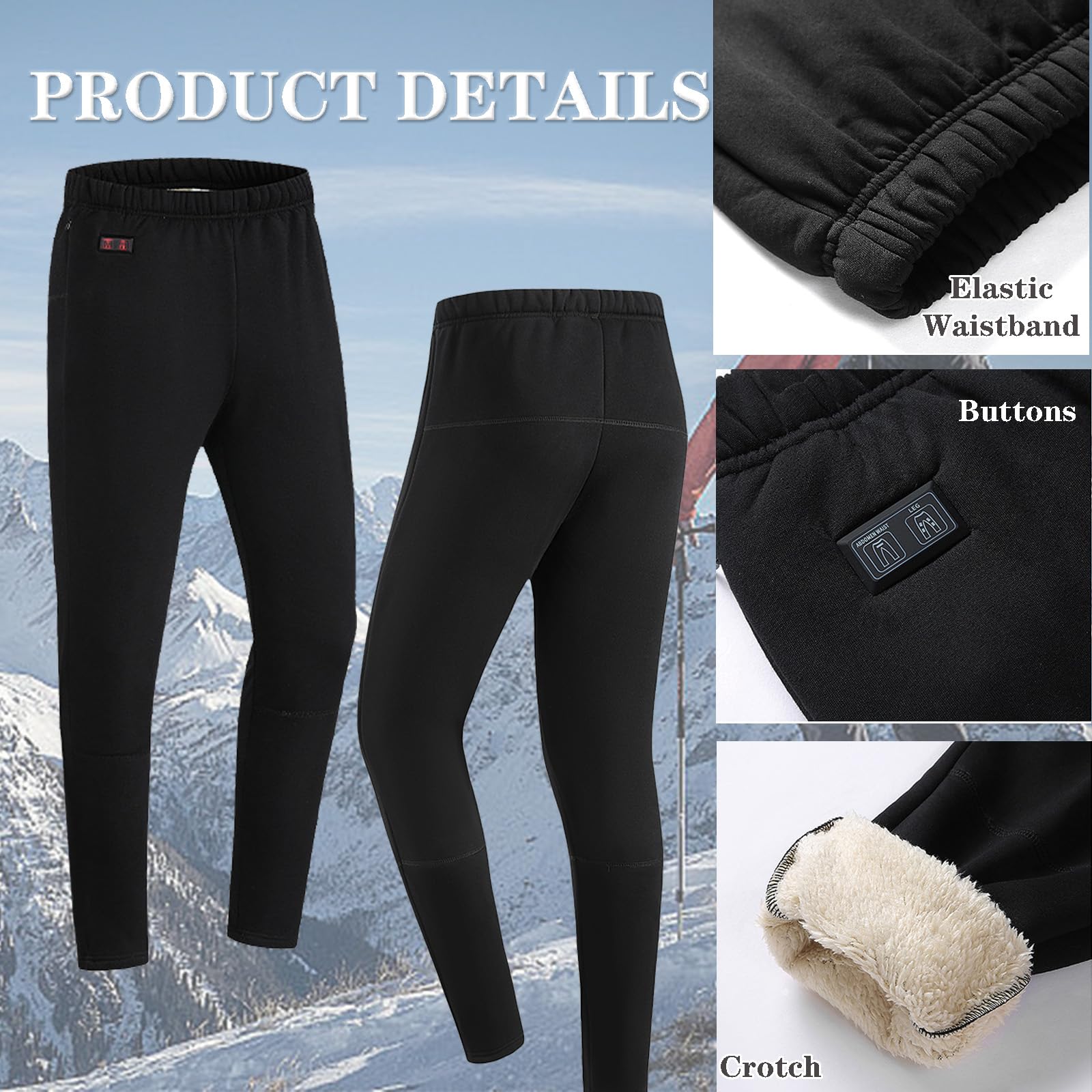 Pantaloni Termici Riscaldati per Le Donne Leggings Foderati in Pile Long Johns 6 Zone Pantaloni Riscaldanti