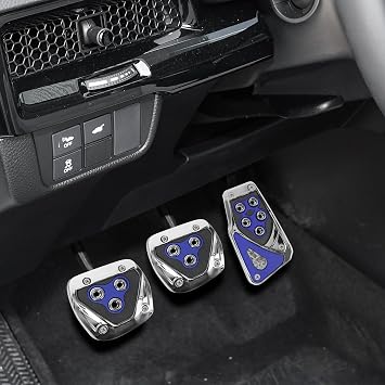 Zufoty 3PCS Car Non-Slip Aluminum Alloy Pedal Pads, Manual Transmission Brake Pedal Covers, Non-Slip Car Pedal Covers, Car Clutch Pedal Kits Universal Car Accessories for Most Cars