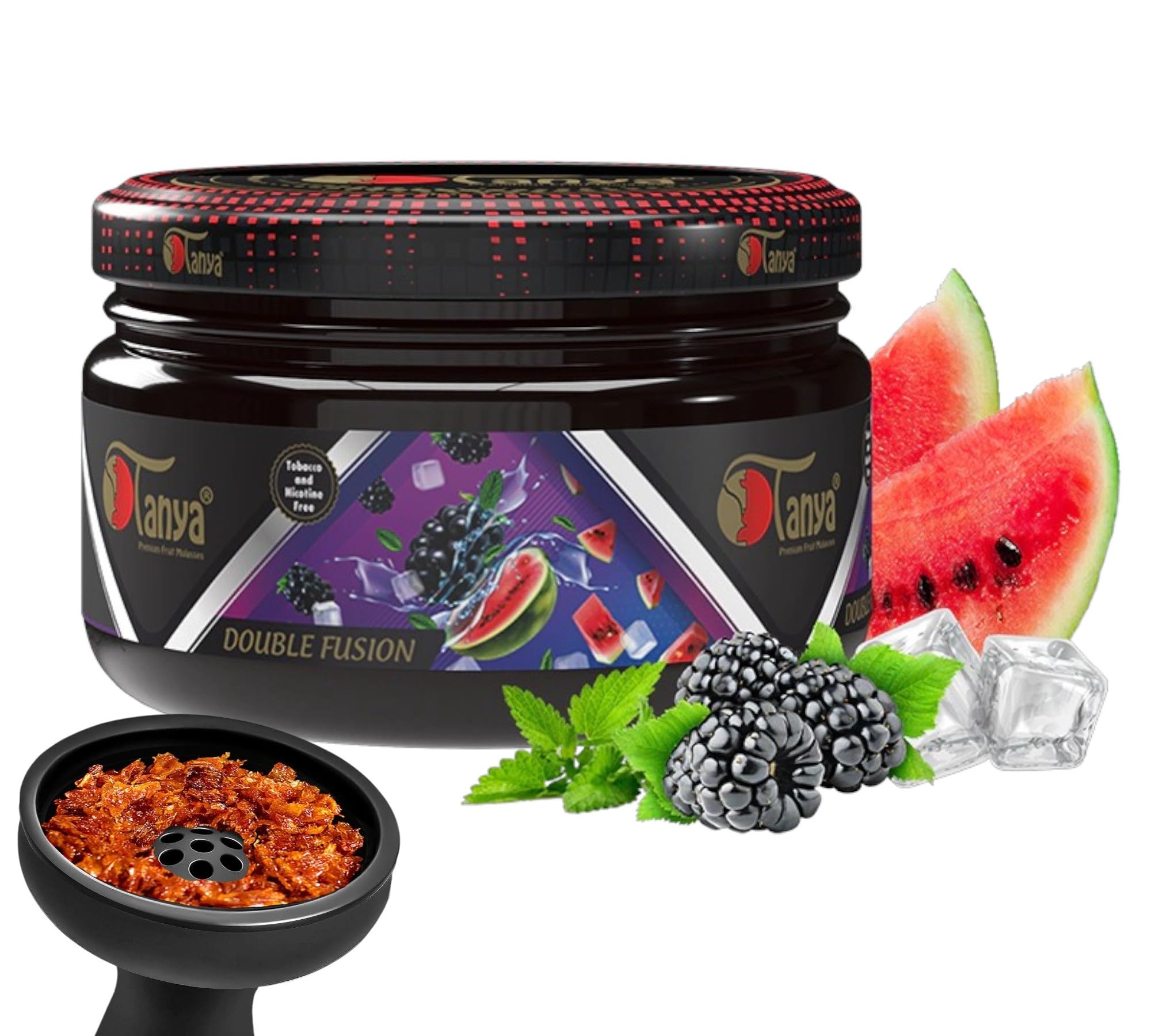 100 Nicotine Tobacco Free Shisha Hookah Flavors Fruit Mix Organic Shisha Flavors 250 g Reusable Premium Jars Double
