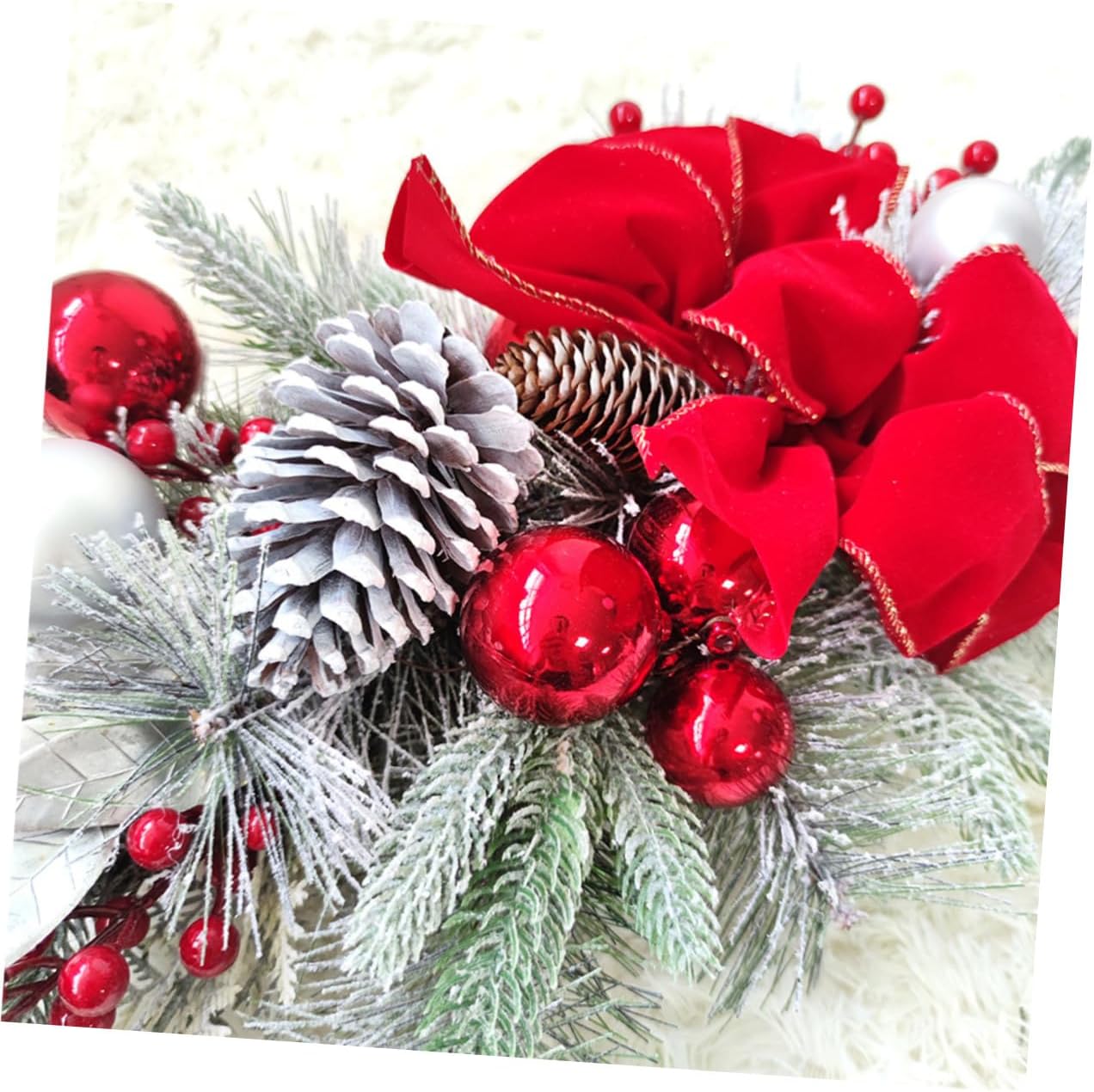 Christmas Staircase Bow Swag Teardrop Garland Xmas Door Hanging Decorative Railing Ornament for Home Holiday Festive Indoor Outdoor Use