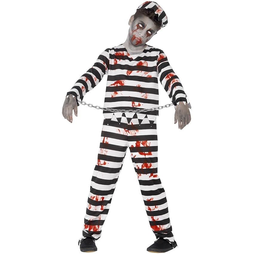 SMIFFYS Costume Zombie Detenuto, comprende Pantaloni, Top, Cappello e Manette Halloween