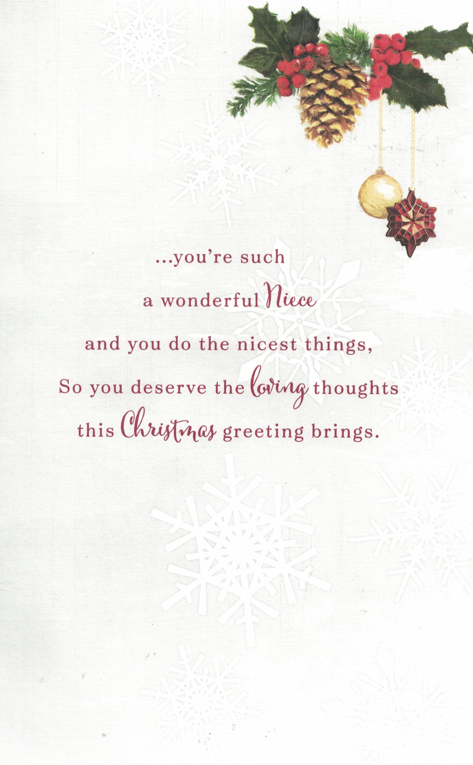 Extra Large Niece Christmas Card, Traditional Xmas Design, 8 Page Insert, 30.5 x 20.3 cm, Red, Green, Gold, 31 cm x 21 cm - Image 4