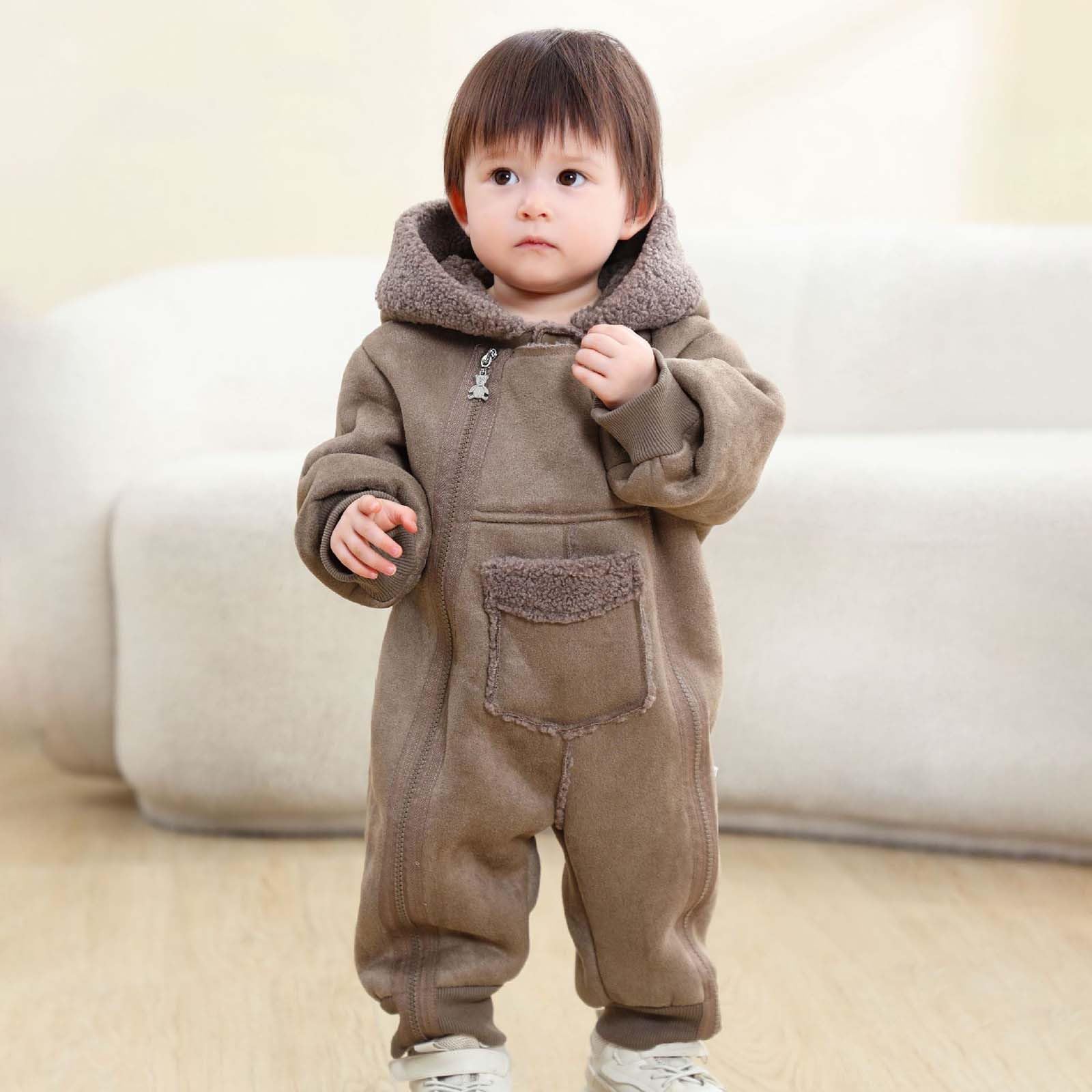 Mono de bebé niño, Traje de Invierno Suave, Ropa de Juego Informal para bebés y niños pequeños, Conjunto cómodo con Forro Polar, Cremallera Frontal, Ideal para el día a día.
