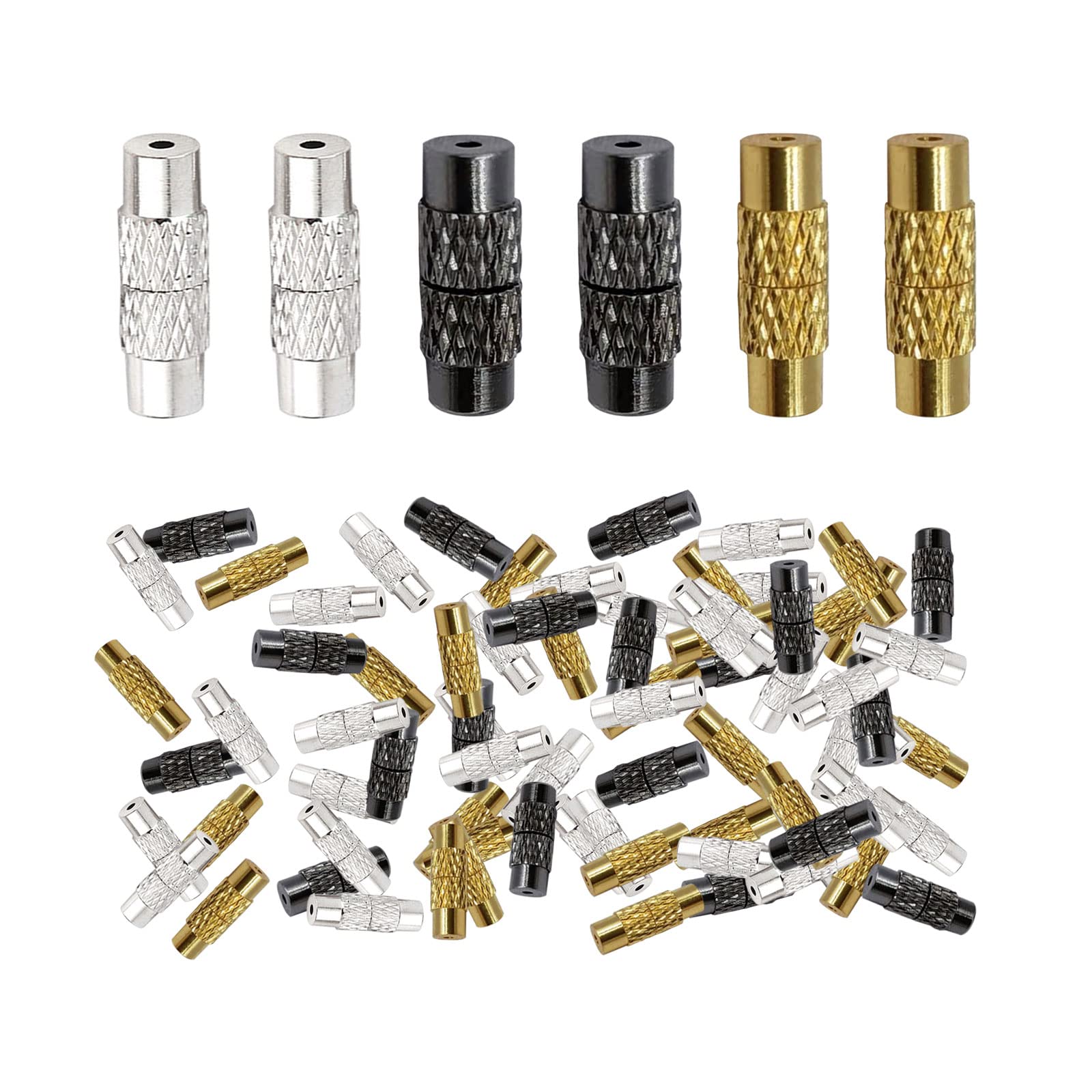 200 Chiusure A Vite A Cilindro Per Gioielli Fai Da Te - 3 Colori (Oro, Argento, Pistola) - Moschettoni In Ottone Per Bracciali E Collane