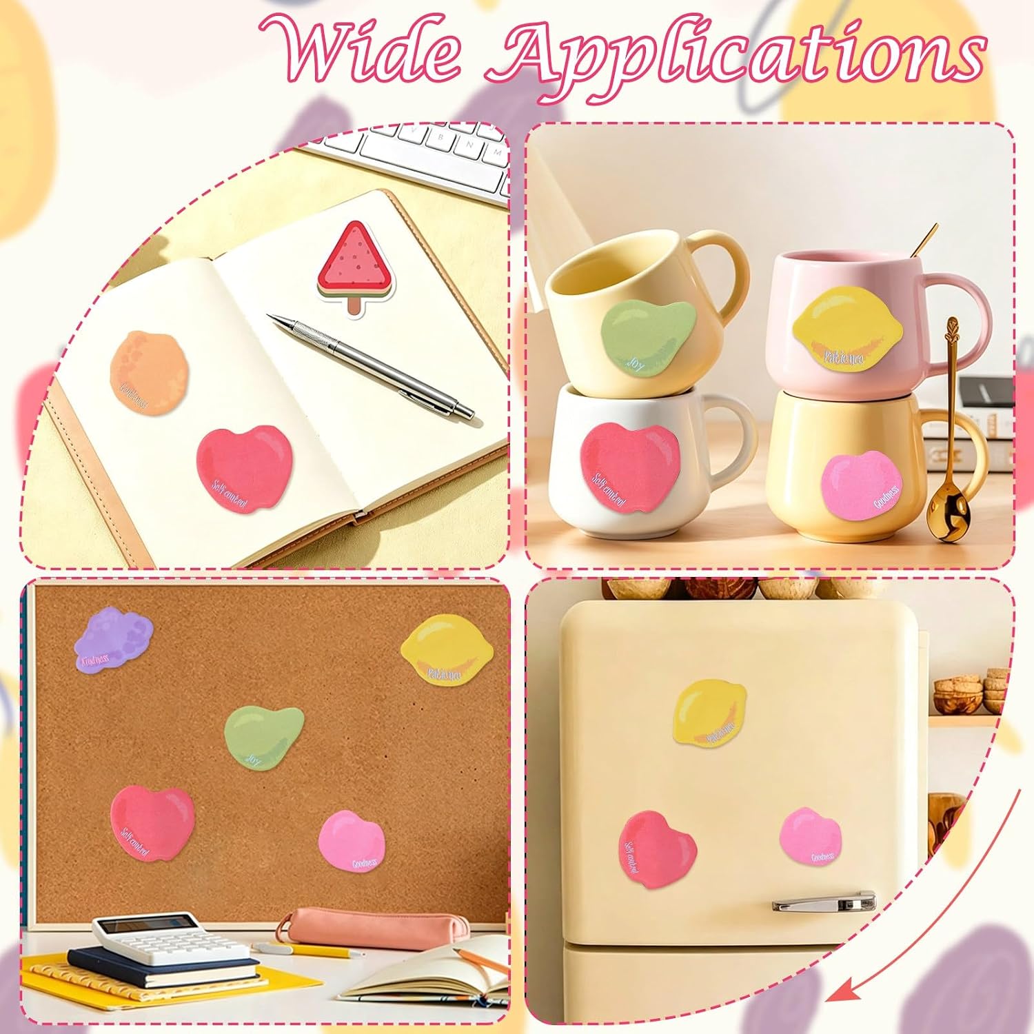 LiQunSweet 12 Pack Large Fruit Theme Sticky Notes for School and Office image 4