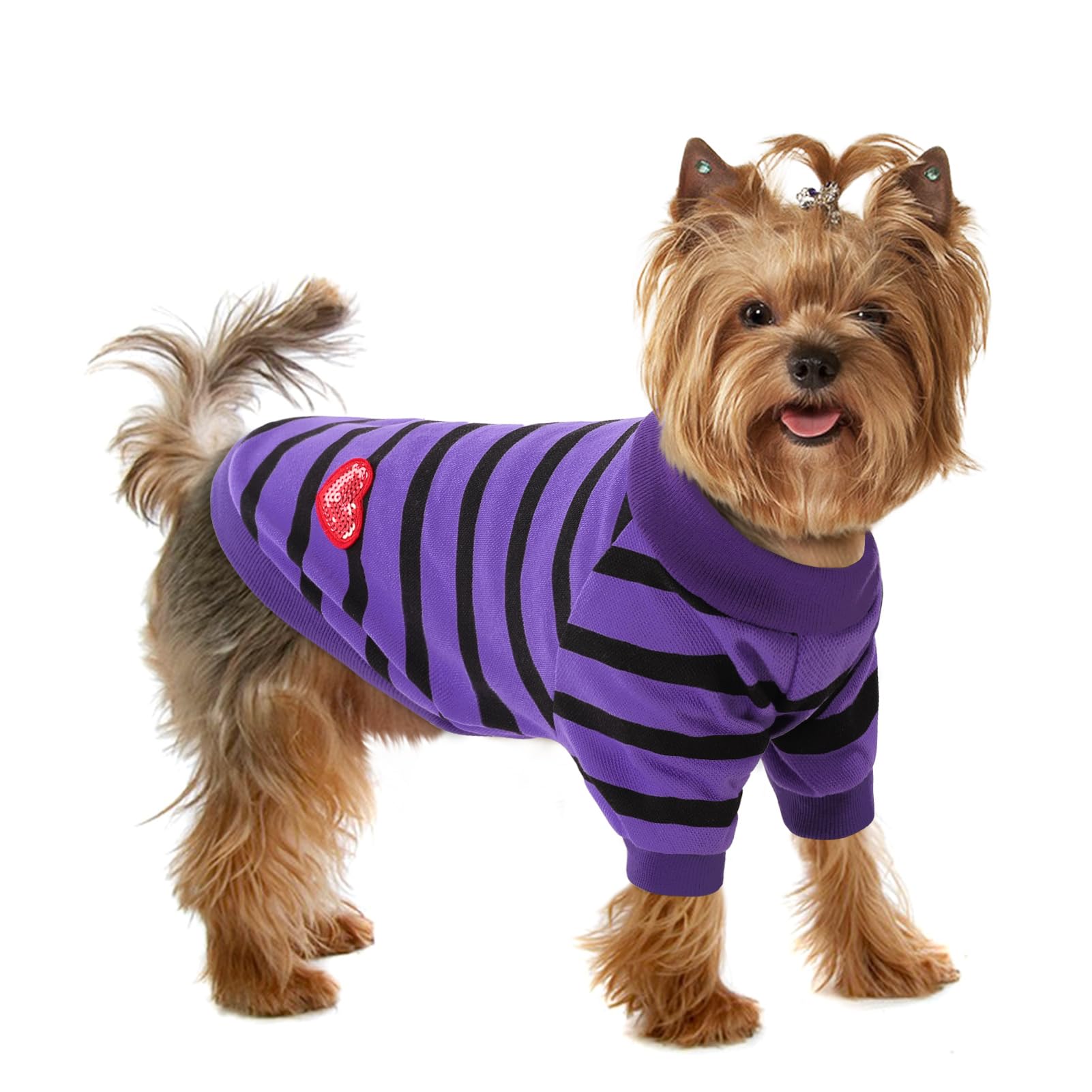 Preferhouse Dog Shirts for Small Dogs, Striped T-Shirts Dog Vest Pet Apparel Tee Shirts Spring Summer Suitable for Small and Medium Large Pets French