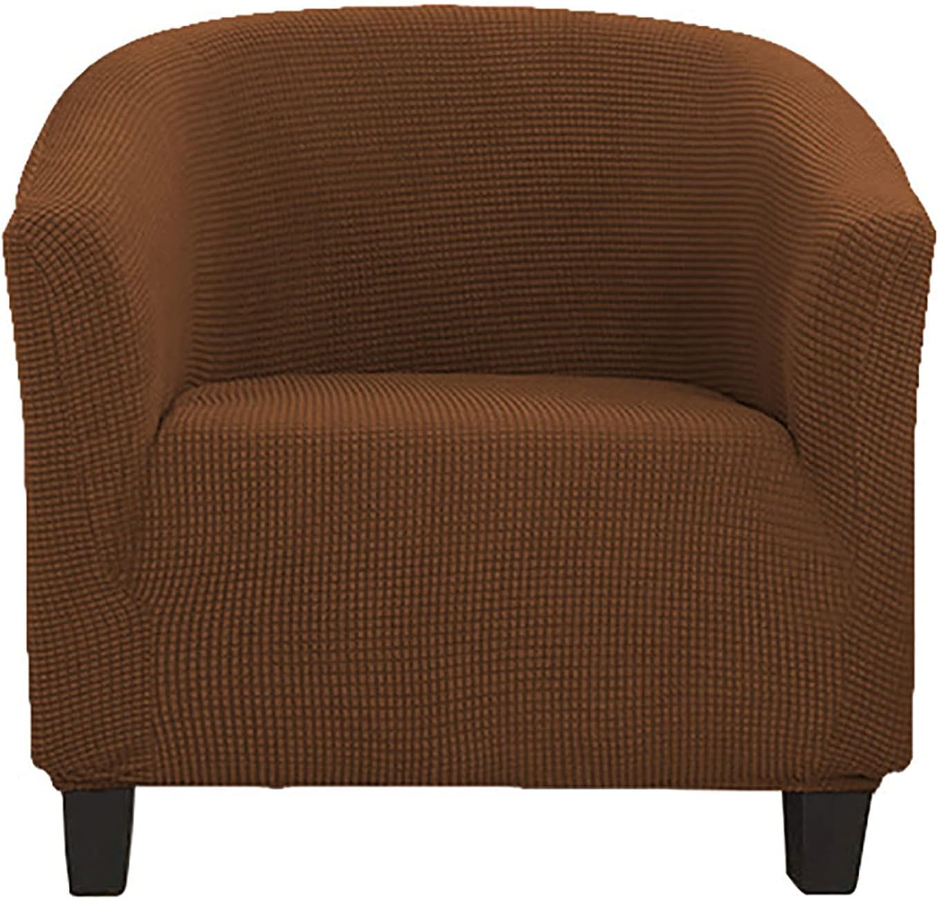 Jacquard Microfiber Club Chair Slipcover, 1 Piece Stretch Armchair Covers Tub Chair Covers Removable Furniture Protector for Counter Living Room Bathroom-Brown B- Club Chair