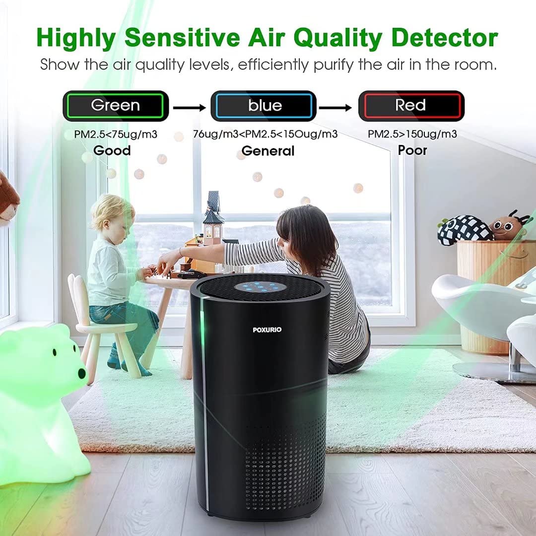 POXURIO Air Purifiers H13 HEPA Air Filter for Home Large Room