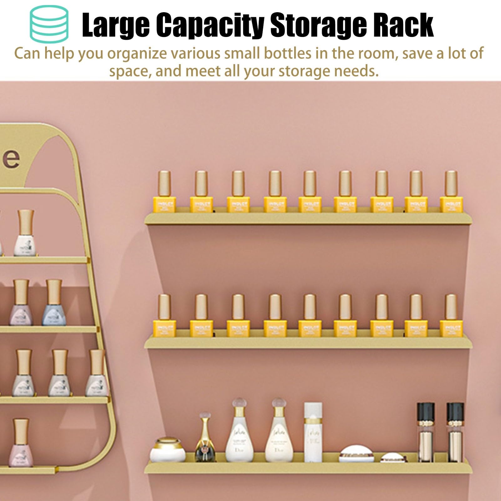 Porta Smalto da Parete: Porta Smalto da Parete e Porta Rossetto, Organizer per profumi per Centri estetici, Set di espositori per Oli Essenziali - Elegante Soluzione di stoccaggio in Metallo
