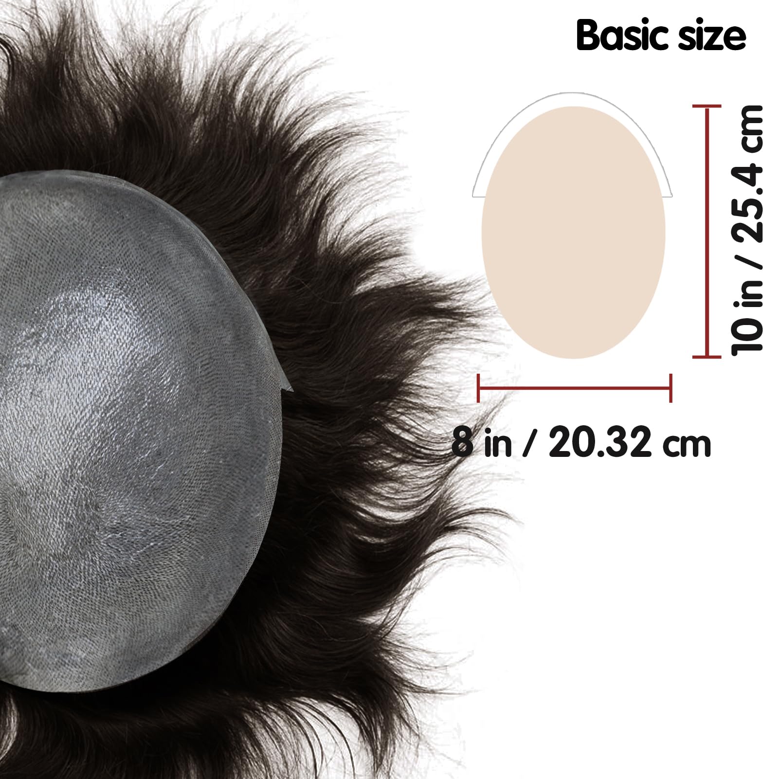 Lordhair Toupee for Men with 100% European human hair 8x10 inch Hairpiece for Men 0.03mm Ultra Thin Skin Hairsystem All V-looped Mens Toupee (Dark Light Brown #3) - Image 3