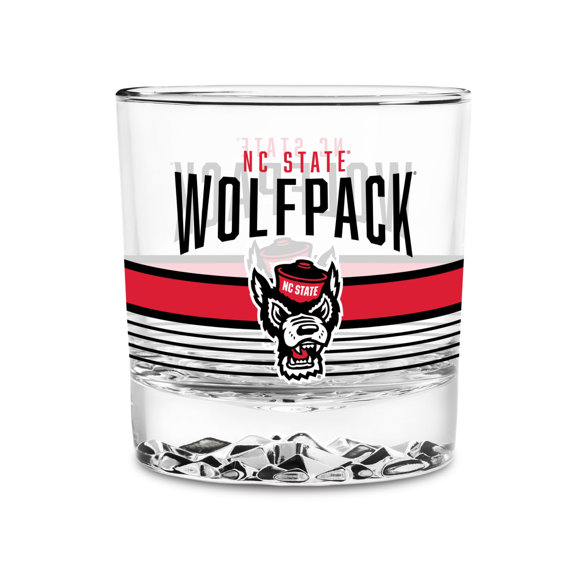 Rico Industries NCAA North Carolina State Wolfpack Standard 11.5oz Rocks Glass – Heavy Base Clear Glass Tumbler, Durable Whiskey Cocktail Drinking Glass for Home Bar, Kitchen, or Entertaining
