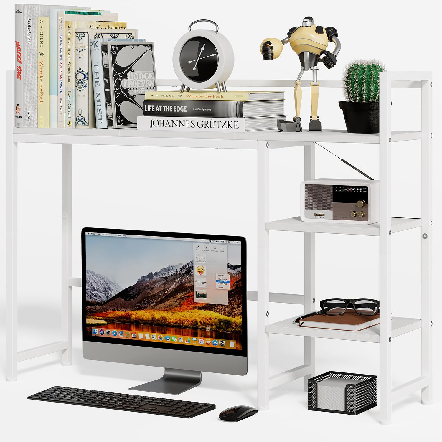 GTCJION 38.6" Book Shelf with 3 Tier Open Shelves Bookshelf and Desk Shelf to Combined for Computer Desks, Desk Hutch for Top of Desk, Bookcase for