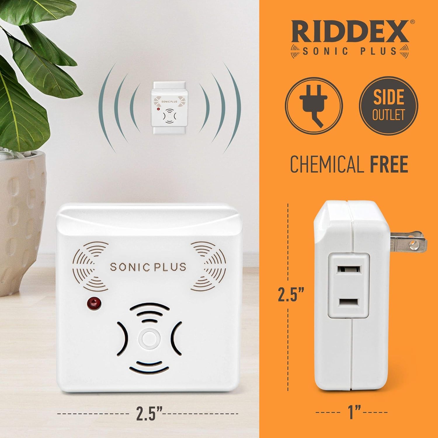 RIDDEX SonicPlus Ultrasonic Pest Repeller, Plug in with Outlets for Indoor Use - Insect Repellent - Bug Repellents for Home Defense - Protect Against Rodents and Insects, Chemical Free (3 Pack White) : Rodent Repellents : Garden & Outdoor